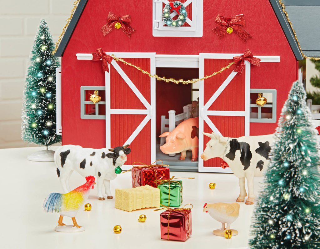 Wooden Barn decorated for Christmas time