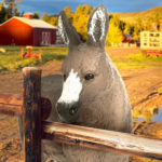 Toy donkey figurine on farm