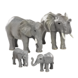 Toy African elephant figurines