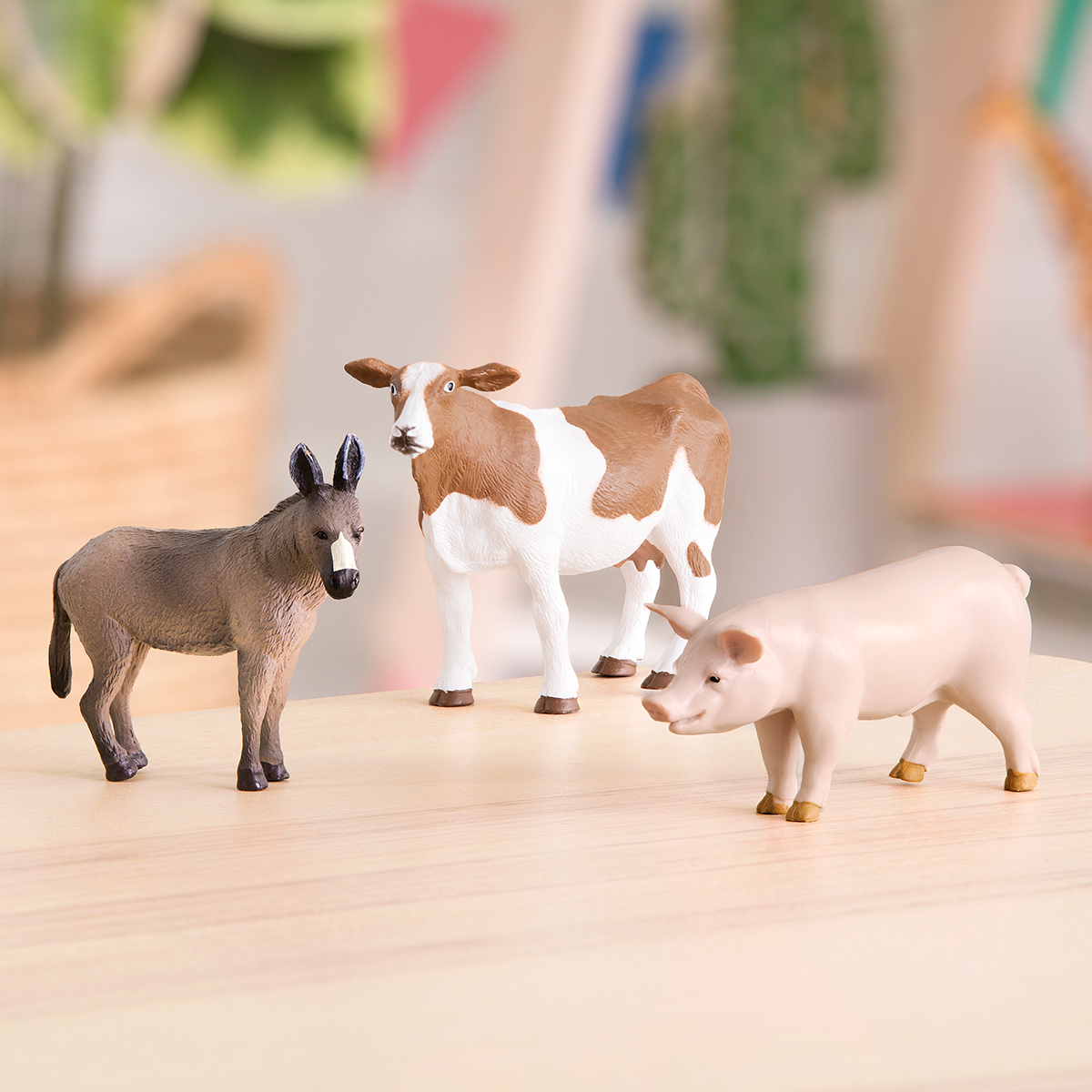 10 Mini plastic farm animals 5cm Cow Sheep pig duck donkey 