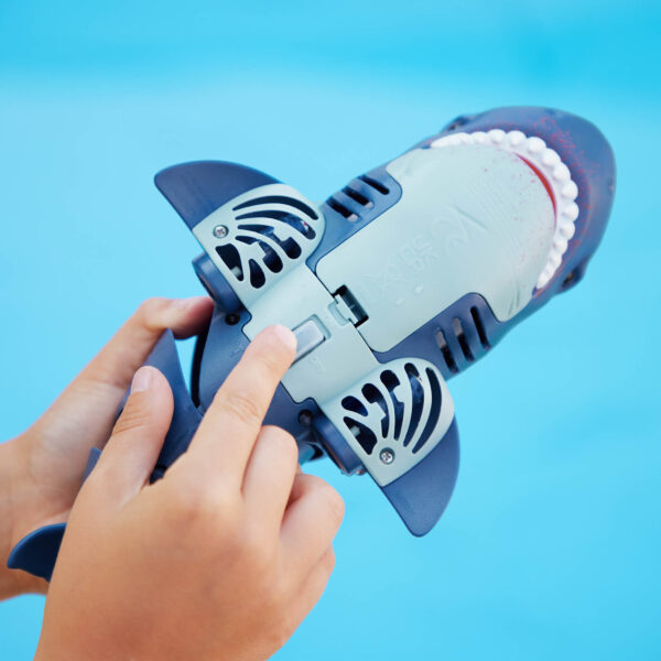 Remote control shark toy with charging cable and controller