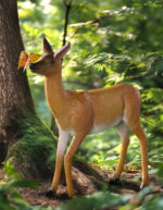 Deer with butterfly